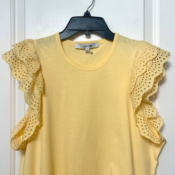 New Joes Jeans The Alexis Broderie Eyelet Sleeve Top in Yellow Size L - Picture 5 of 10